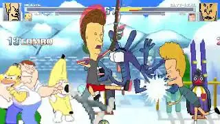 MUGEN: Beavis, Homer and Aardvark VS Butthead, Peter Griffin and Tom Cat (Requested)