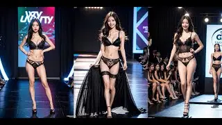 [4K] AI美女 Black Lingerie Fashion Show, runway 블랙 란제리 패션쇼, 런웨이