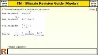 Manipulating Formulae and Expressions - Ultimate revision guide for Further maths GCSE