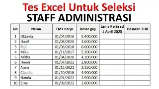 Tes Microsft Excel Untuk STAFF ADMIN