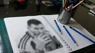 Intento Dibujar a MESSI Realista CAMPEON DEL MUNDO  en Hoja Cuadriculada y Asi Me Queda . 😢🧩🤡