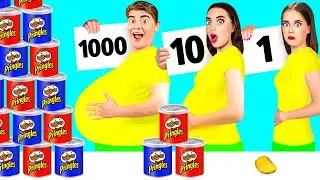 Челлендж «1000 слоев еды» #2 | Едим гигантские и крошечные блюда 24 часа с DaRaDa Challenge