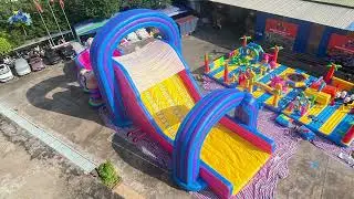 Giant Pastel Rainbow Inflatable Water Slide Park 🌈 | Massive Summer Water Party!