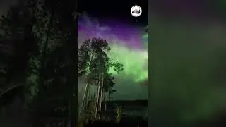 Северное сияние над озером Пяозеро