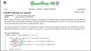 Java Practice It || 4.3 season || if/ else/ else if statements, String return method, int parameters