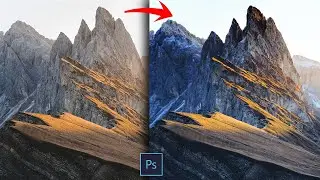 How To Use Gradient Masks To Darken Sky In Photoshop (1 Min)