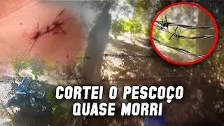 CORTEI O PESCOÇO  NA TRILHA DE MOTO NO ARAME FARPADO E QUASE MORRI!!