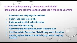 Handling Imbalanced datasets using Under-sampling techniques Part2