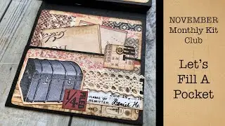 Let's Embellish and Fill Up a Pocket, Easy November Junk Journal Tutorial with Pink Monarch Prints