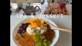 Vlog: Tea, Desserts, Brunch at Cafes in Toronto/GTA.  Homemade Shaved Ice Tofu and Tea Jelly Dessert