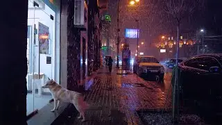Winter Returns in Yerevan: Night Walking Tour during a Snowy Cascade | Снег в Ереване весной.