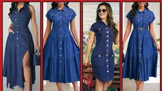 Laterst Denim Frock Design /Beautiful Denim Dress 💗💗💗#like #fashion #denim #style #fashion 👗👗👗