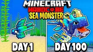 I Survived 100 Days as a SEA MONSTER on Hardcore Minecraft.. Here's What Happened