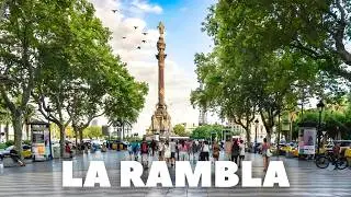 La Rambla Summer Morning Walk (Barcelona, Spain) [4K, 60fps]