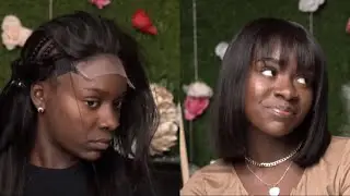 HOW TO DO A : CLOSURE SEW-IN BLUNT CUT BOB WITH FRINGE BANGS | QUICK & EASY