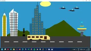 Simple city scenery opengl cg projects | VTU 6th Sem CSE Project