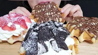 베러댄와플, 바나나 누텔라, 생크림 생딸기, 오레오 생크림, 먹방, waffle MUKBANG