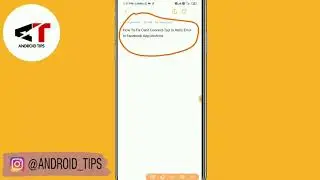 How To Fix Can't Connect-Tap to Retry Error In Facebook App||Android