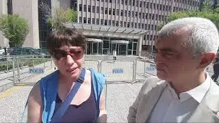 KHK lı Nazan Bozkurt'un elmacık kemiğini kıran polisin yargılandığı Ankara  adliyesindeyiz.