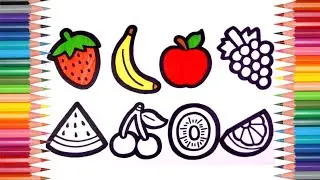 Fruit Drawing Easy Drawing Outline 🍒🍎🍓🍌🍉| Fruit Drawing Easy Drawing| Home School Art Lessons