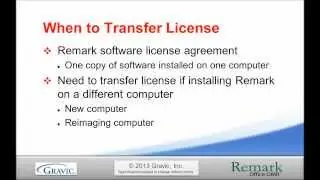 How to transfer a license in Remark Office OMR