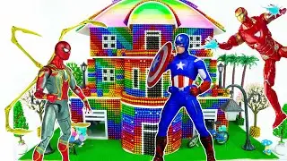 Spiderman Was Defeated By Captain's Team In His 100 000 Magnet Balls House | MAGNET SUPER