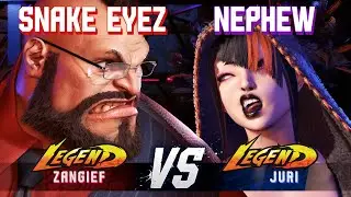 SF6 ▰ SNAKE EYEZ (Zangief) vs NEPHEW (Juri) ▰ High Level Gameplay