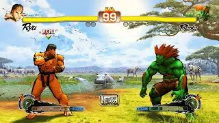 Ryu vs Blanka (Hardest AI) - Ultra Street Fighter IV