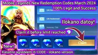 mobile Legends Redeem code March 8, 2024 - ML Diamond Codes Today + How to redeem the CODE ilokano!!