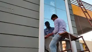 Glass work fitting for Stairs front elevation grills