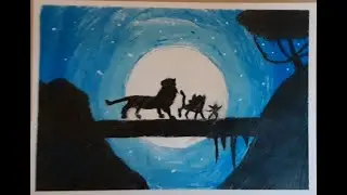 Timon Pumba and Simba drawing / oil pastel drawing
