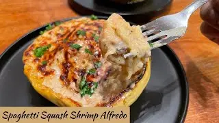 Spaghetti Squash Shrimp Alfredo