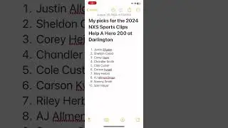 My picks for the 2024 NXS Sports Clips Help A Hero 200 at Darlington