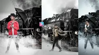 PicsArt Train Smoke umbrella Concept tutorial Photo Editing Vijay mahar Taukeer EDITZ