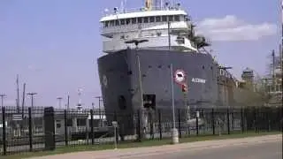 Algoway Great Lakes Freighter in The Soo Locks in Sault Ste. Marie, Michigan
