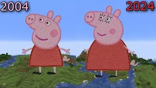 Peppa Pig family 2004 vs 2024 if aged more realistic (in Minecraft)