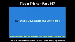 Tips n Tricks Part 167 What is UOW CLIENT IDLE WAIT TIME ?