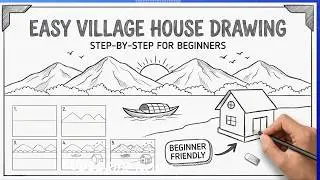 Easy House Drawing/How to draw Village House/Pencil drawing/ Step-by-Step Scenery for Beginners