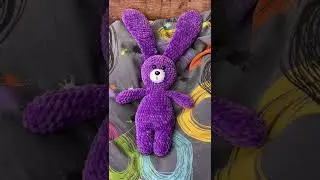 Plush purple bunny toy, crochet soft stuffed animal rabbit doll, first birthday baby gift
