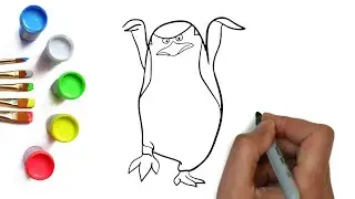 How to draw a cartoon penguin from Madagascar easily (Как нарисовать пингвина из Мадагаскара)