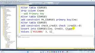SQL:Create table, Add/drop column, add/drop constraint, rename table/column, change column data type