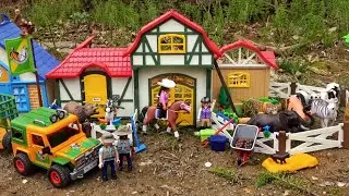 Cops Rescue a Man stuck in a Construction Vehicle ! Toys Collection