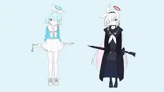 Drawing Timelapse | Arona & Plana - Blue Archive with simple plain colorized