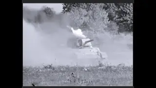 Destroy soviet tank T-34 by german cannon in battle of kursk.