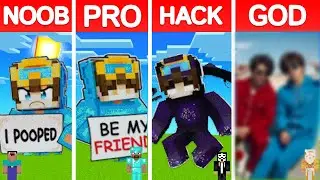 Minecraft CASH and NICO PIXEL ART BUILD CHALLENGE - NOOB vs PRO vs HACKER vs GOD