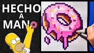 👾Como hacer Un DoNut Rosa en estilo Pixel Art en Papel