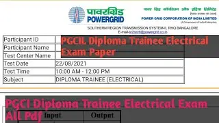 PGCIL Previous Year Paper/PGCIL Diploma Trainee Electrical Exam Previous Year Paper/Syllabus/#pgcil