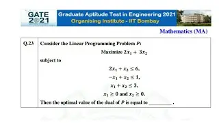 GATE 2021 MATHEMATICS SOLUTION || GATE 2021 LINEAR PROGRAMMING PROBLEM SOLUTION ||