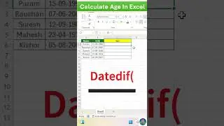 Calculate age in excel | Age calculator in Excel | calculate age | Excel trick #excel #shorts