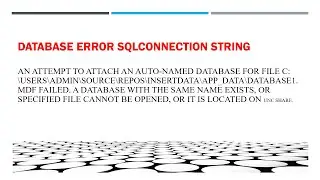 An attempt to attach an auto-named database for file error in ASP.NET